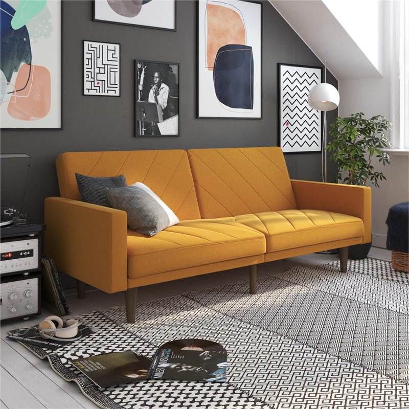 mustard yellow futon couch