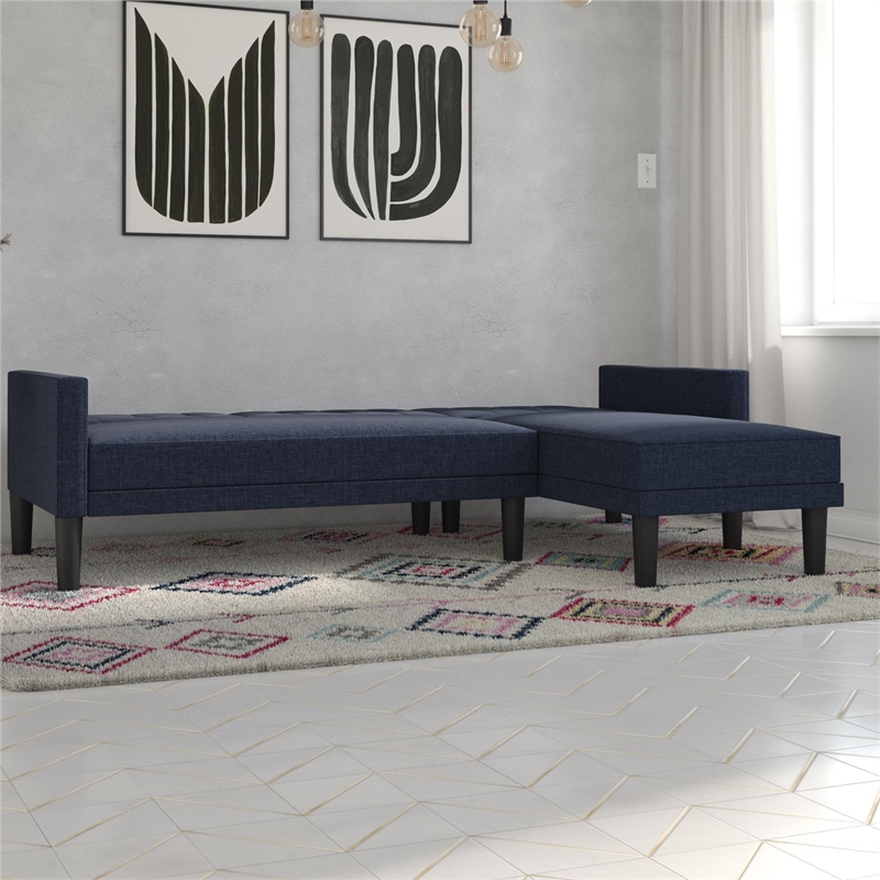 DHP Haven Small Space Sectional Sofa Futon in Blue Cymax Business