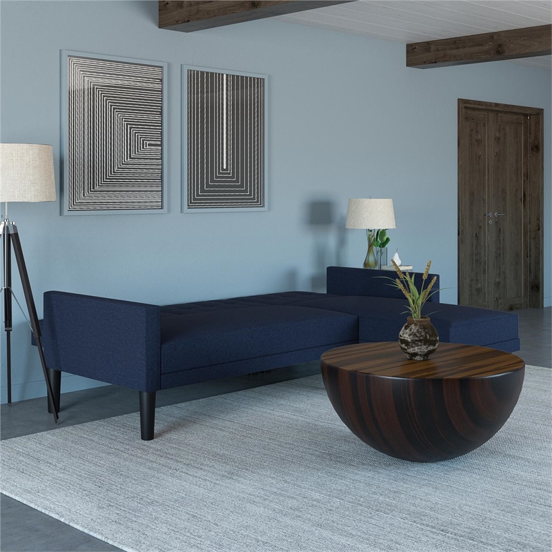 DHP Haven Small Space Sectional Sofa Futon in Blue Cymax Business