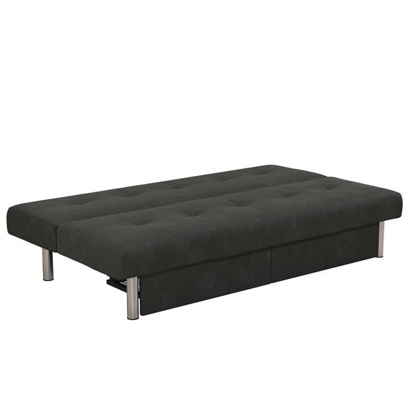 DHP Sola Storage Futon in Grey Microfiber