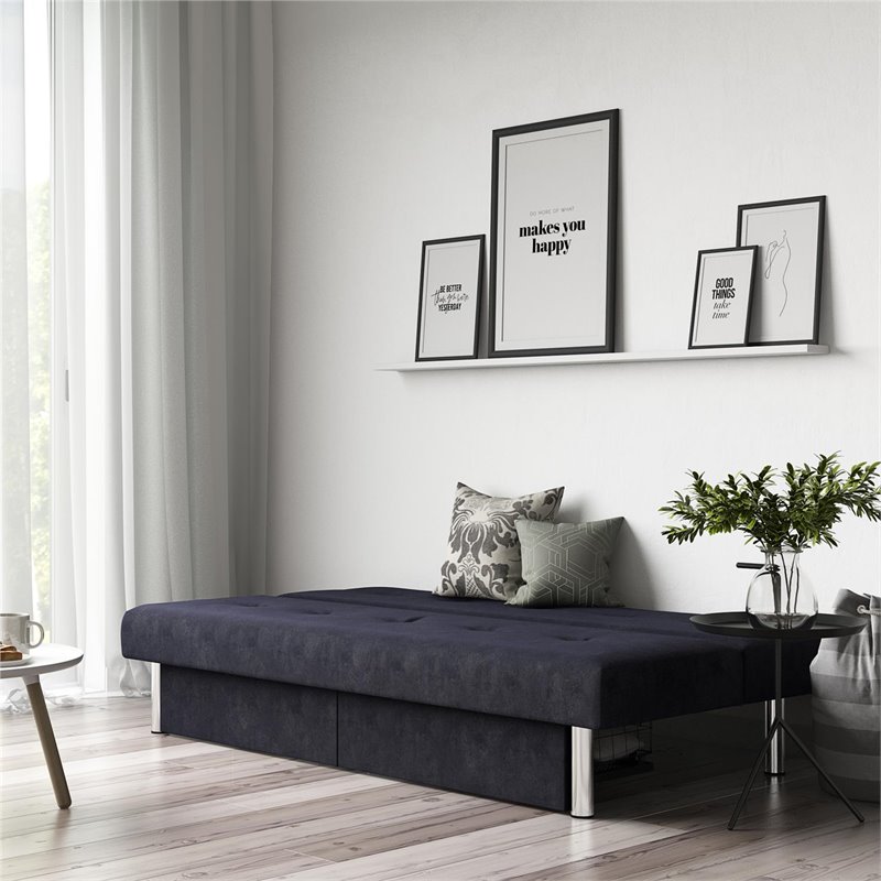 DHP Sola Storage Futon in Blue Microfiber 2037619