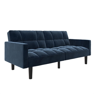 dhp hayden convertible sofa sleeper futon in blue microfiber
