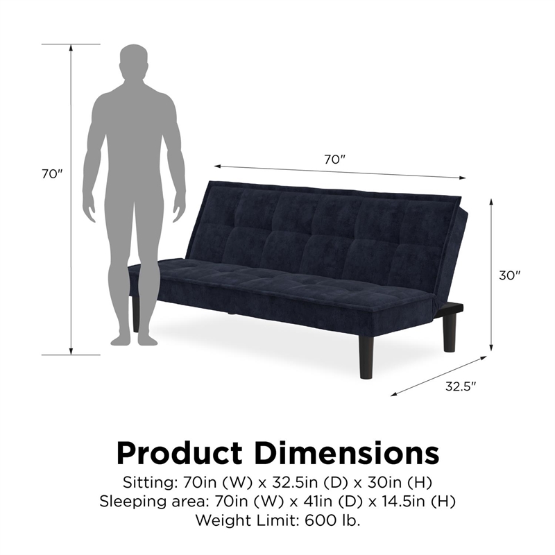 Dhp Oscar Memory Foam Futon In Full, Full Size Sofa Bed Dimensions