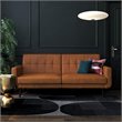 DHP Nia Modern Adjustable Faux Leather Futon Sofa Bed in Camel Tan