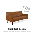DHP Nia Modern Adjustable Faux Leather Futon Sofa Bed in Camel Tan
