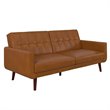 DHP Nia Modern Adjustable Faux Leather Futon Sofa Bed in Camel Tan