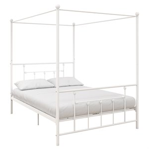 dhp manila metal canopy bed in full size frame in white