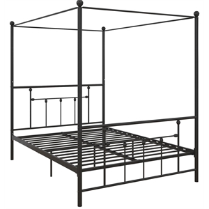 dhp manila metal canopy bed in queen size frame in black