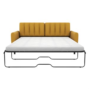 novogratz brittany queen sleeper sofa with memory foam mattress in mustard linen