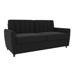 novogratz brittany queen sleeper sofa with memory foam mattress in gray linen