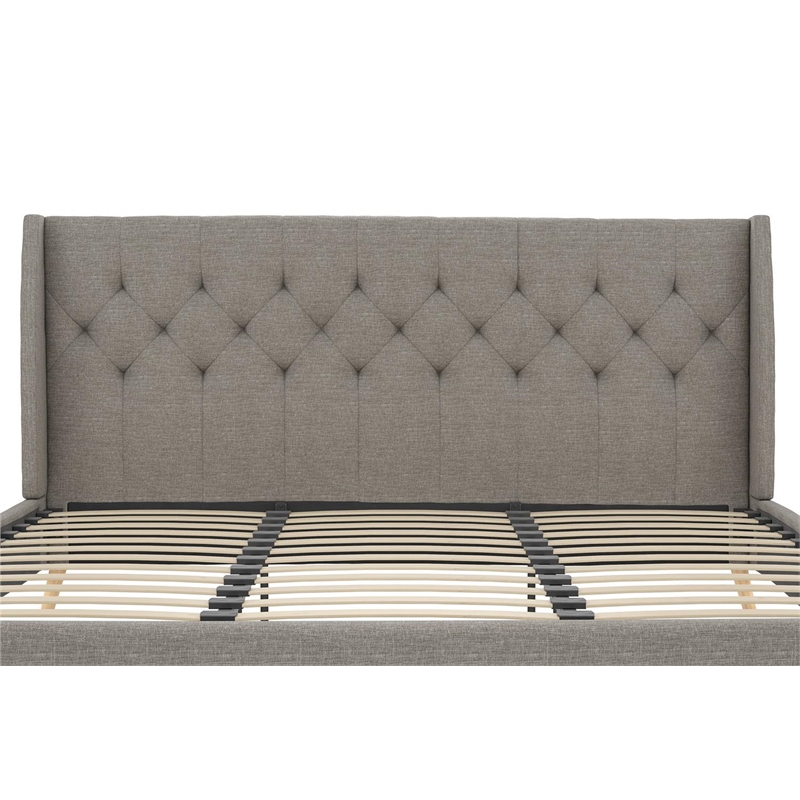 Novogratz Her Majesty King Bed in Grey Linen