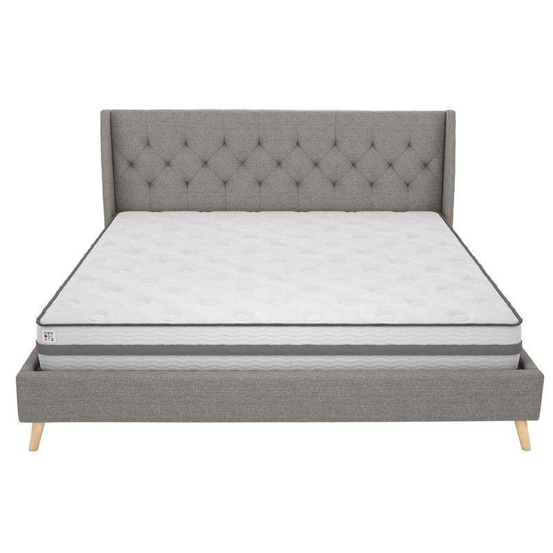 Novogratz Her Majesty King Bed in Grey Linen