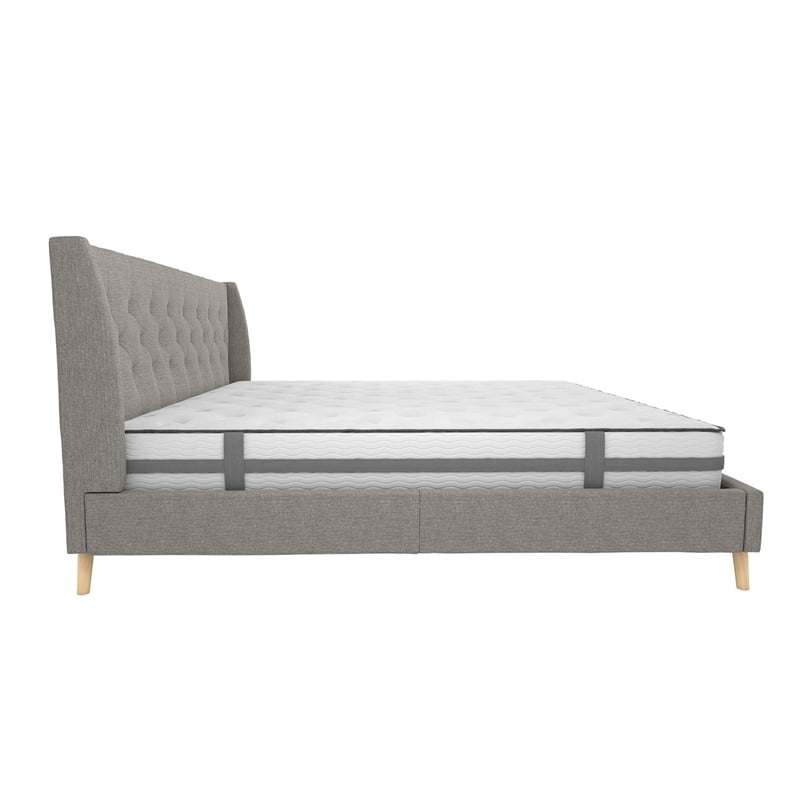 Novogratz Her Majesty King Bed in Grey Linen