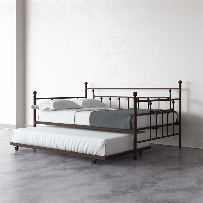DHP Manila Metal Daybed and Trundle in Queen/Full Size Bronze