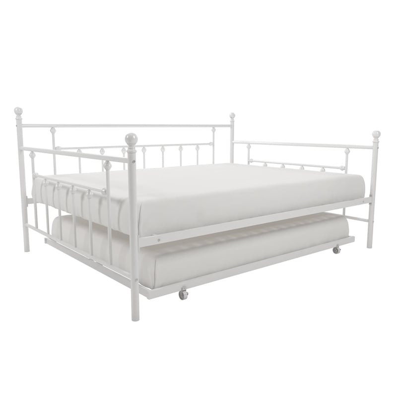 DHP Manila Metal Daybed and Trundle in Queen/Full Size White