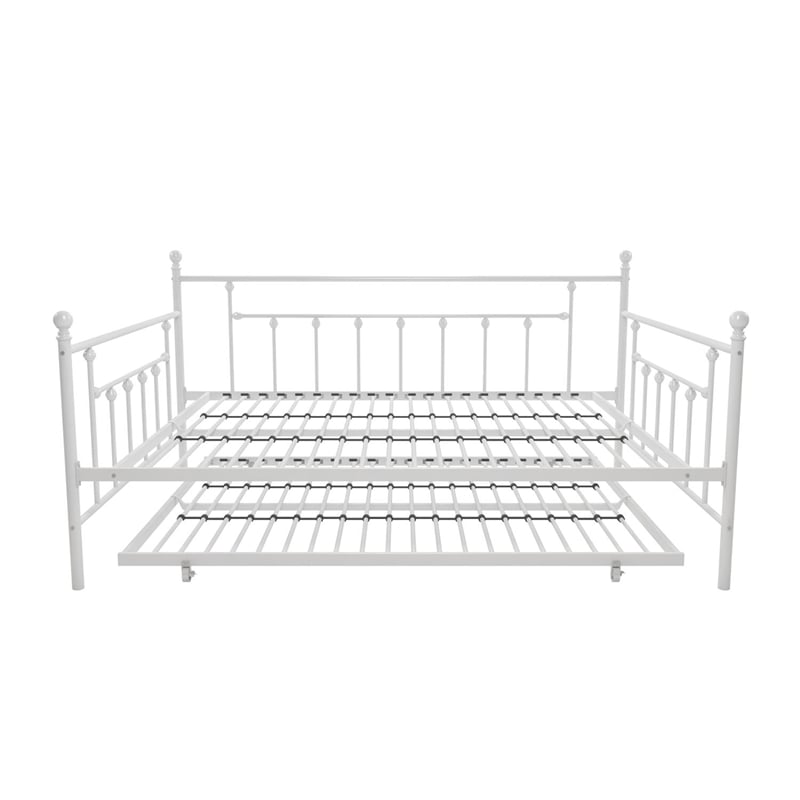 DHP Manila Metal Daybed and Trundle in Queen/Full Size White