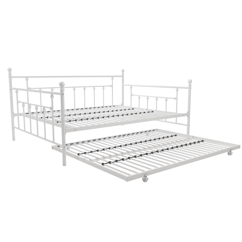 DHP Manila Metal Daybed and Trundle in Queen/Full Size White