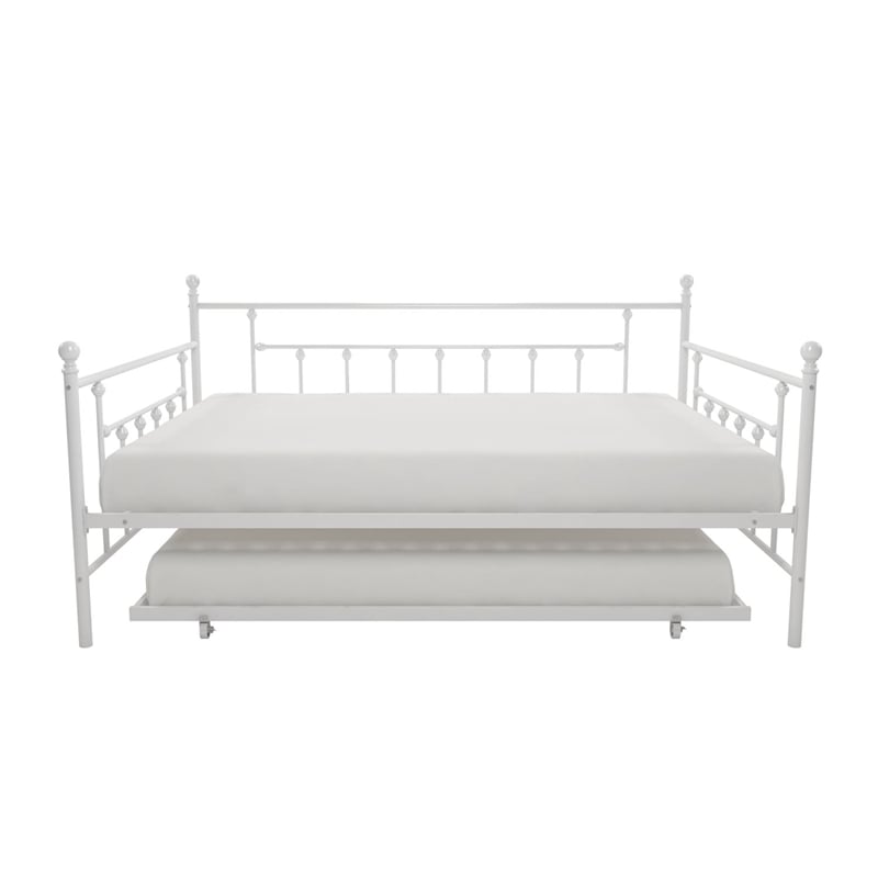DHP Manila Metal Daybed and Trundle in Queen/Full Size White