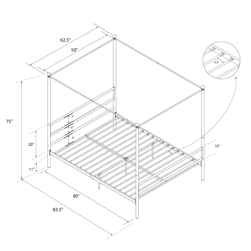 DHP Kora Queen Metal Canopy Bed in White
