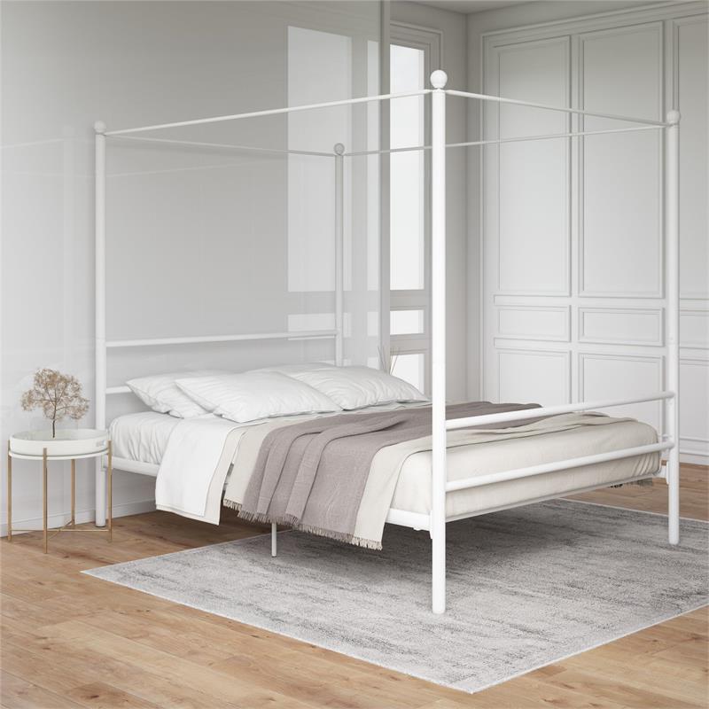 DHP Kora Queen Metal Canopy Bed in White