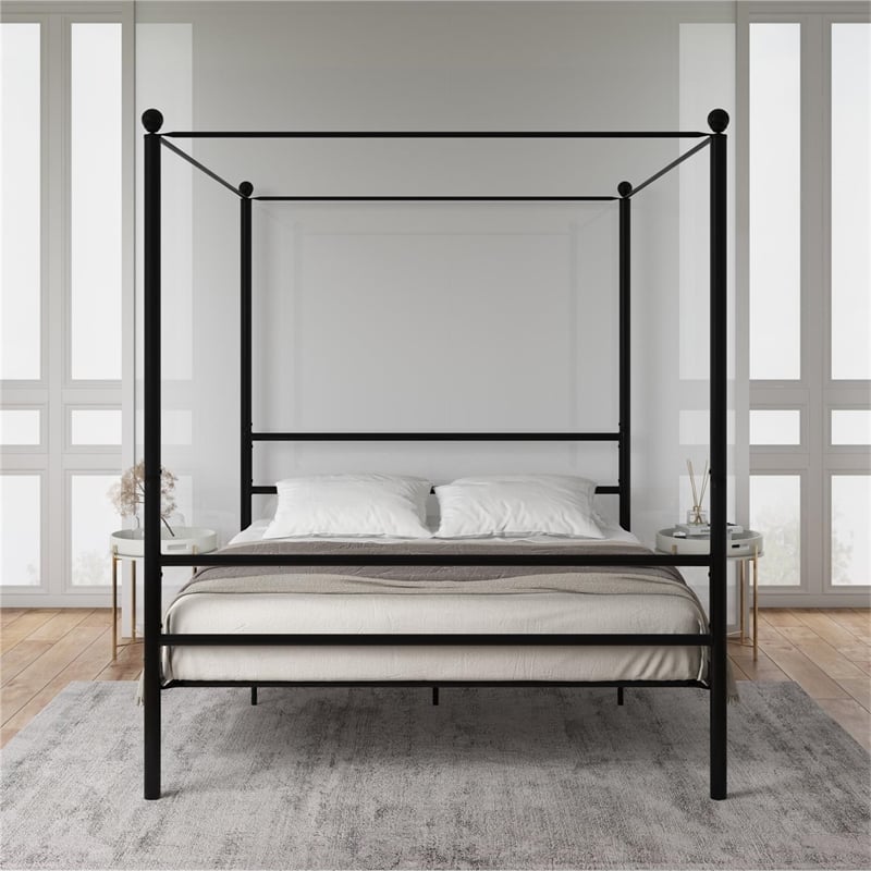 DHP Kora Metal Canopy Bed in Full Black
