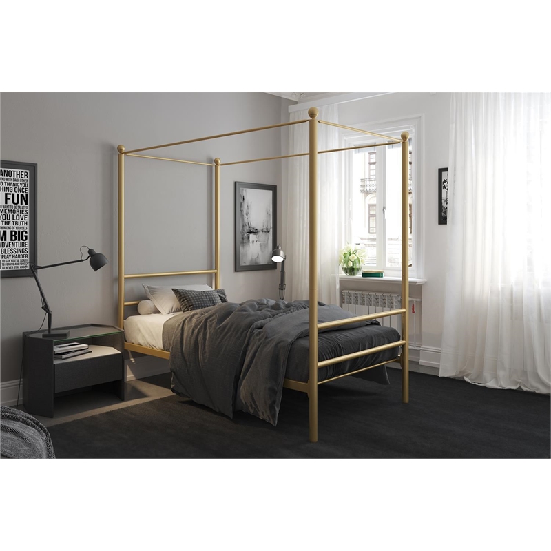 Dhp Kora Metal Canopy Bed In Twin Gold De49209