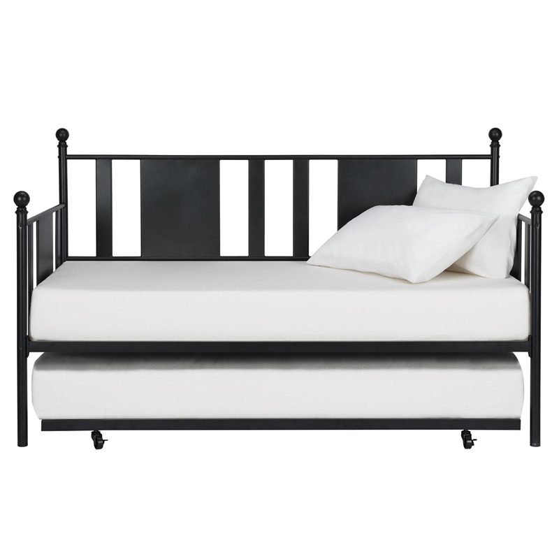 DHP Lavinia Metal Full Daybed and Twin Trundle in Black