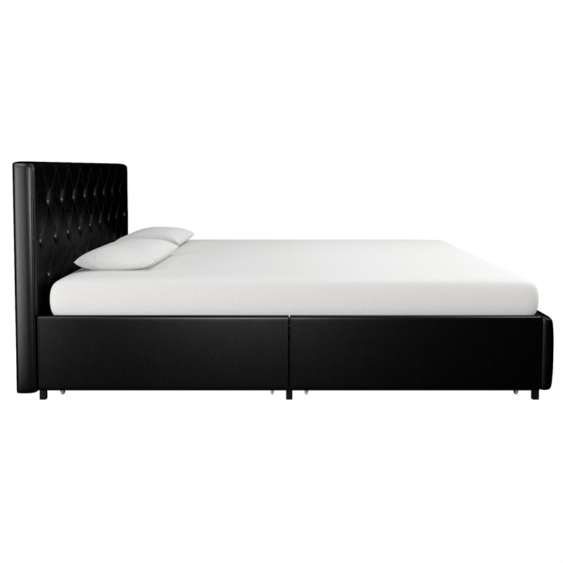 Dhp Dakota King Upholstered Bed With, Black Upholstered Twin Bed Frame With Storage