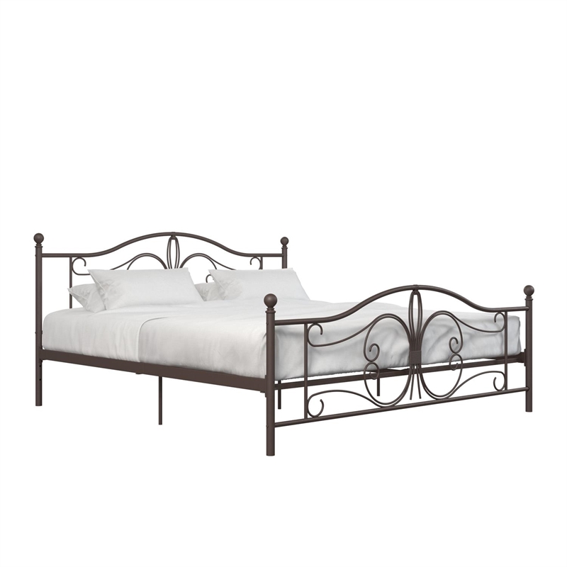 DHP Bombay Metal Bed King Size Frame with Underbed Storage in Bronze Cymax Business