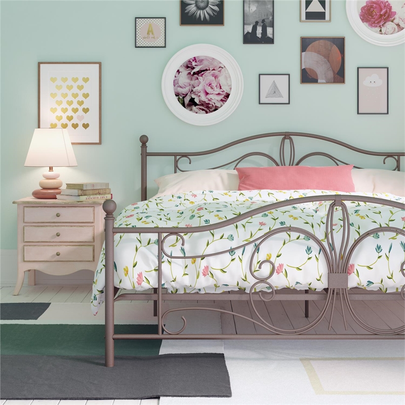 DHP Bombay Metal Bed King Size Frame with Underbed Storage in Bronze