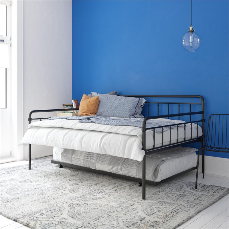 DHP Winston Metal Daybed and Trundle Full Size in Black