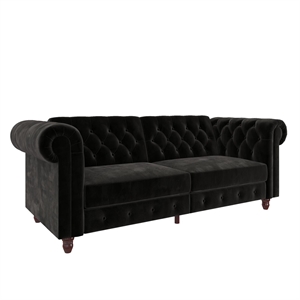 DHP Furini Sofa Futon in Black Velvet