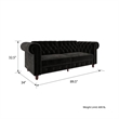 DHP Furini Sofa Futon in Black Velvet