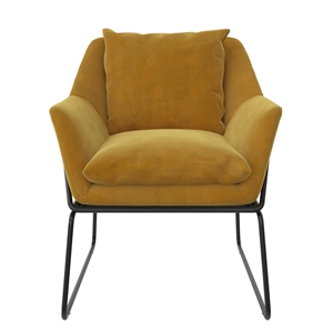 dhp alivia accent chair in mustard yellow velvet