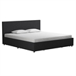 Novogratz Kelly Upholstered King Bed with Storage in Dark Grey Linen