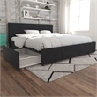 Novogratz Kelly Upholstered King Bed with Storage in Dark Grey Linen