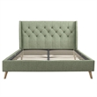 Novogratz Her Majesty Queen Bed in Light Green Linen