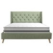 Novogratz Her Majesty Queen Bed in Light Green Linen
