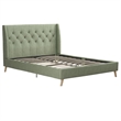 Novogratz Her Majesty Queen Bed in Light Green Linen