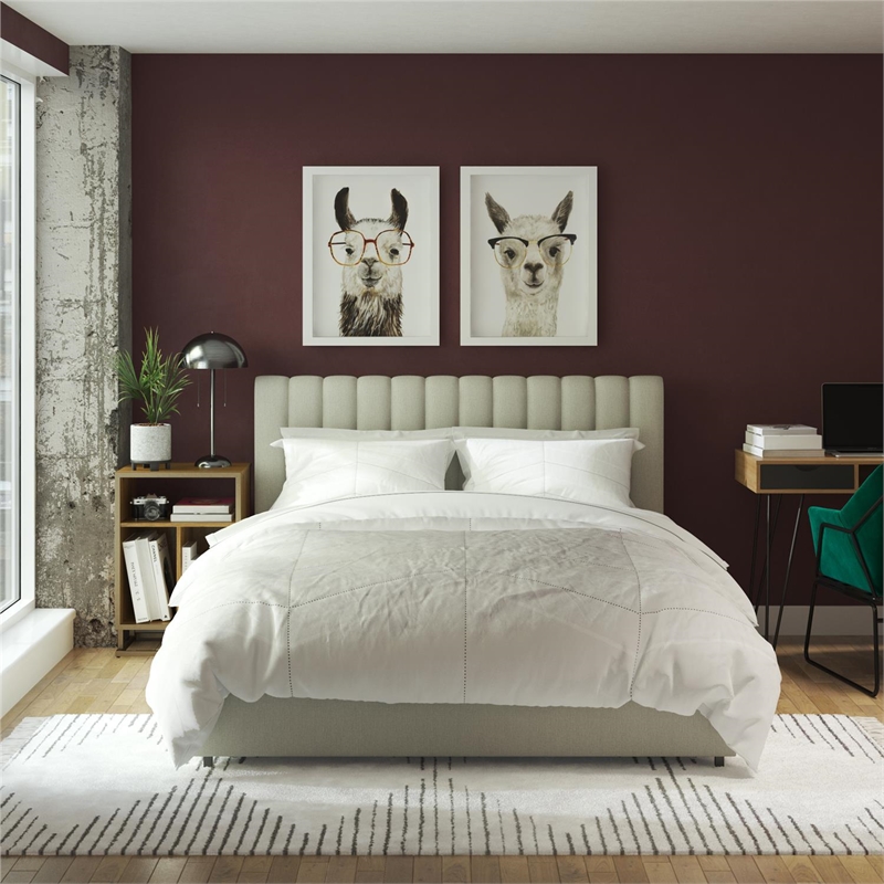 Novogratz Brittany Upholstered Full Bed with Storage Drawers