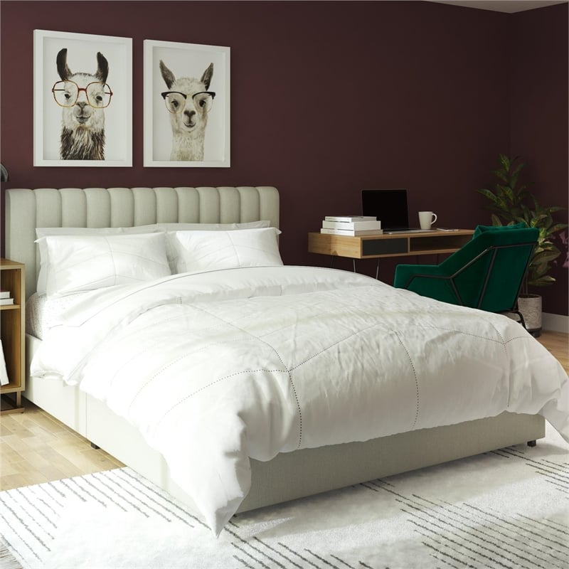 Novogratz Brittany Upholstered Full Bed with Storage Drawers