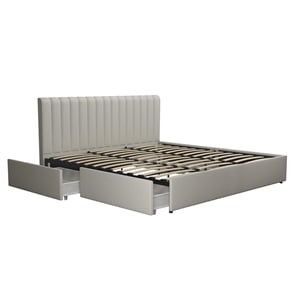 Novogratz Brittany Upholstered King Bed with Storage Drawers