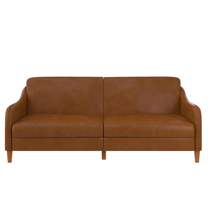 Dhp Jasper Coil Futon In Convertible Sofa And Couch In Camel Faux Leather