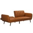 Novogratz Brittany Futon in Convertible Sofa & Couch in Camel Faux Leather