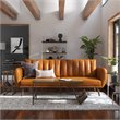 Novogratz Brittany Futon in Convertible Sofa & Couch in Camel Faux Leather