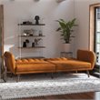 Novogratz Brittany Futon in Convertible Sofa & Couch in Camel Faux Leather