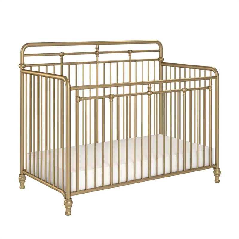 Little Seeds Monarch Hill Hawken 3 in 1 Convertible Metal Crib in Gold