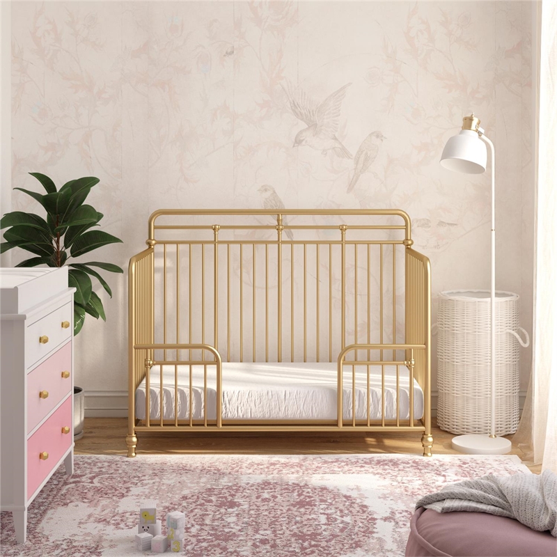 Little Seeds Monarch Hill Hawken 3 in 1 Convertible Metal Crib in Gold
