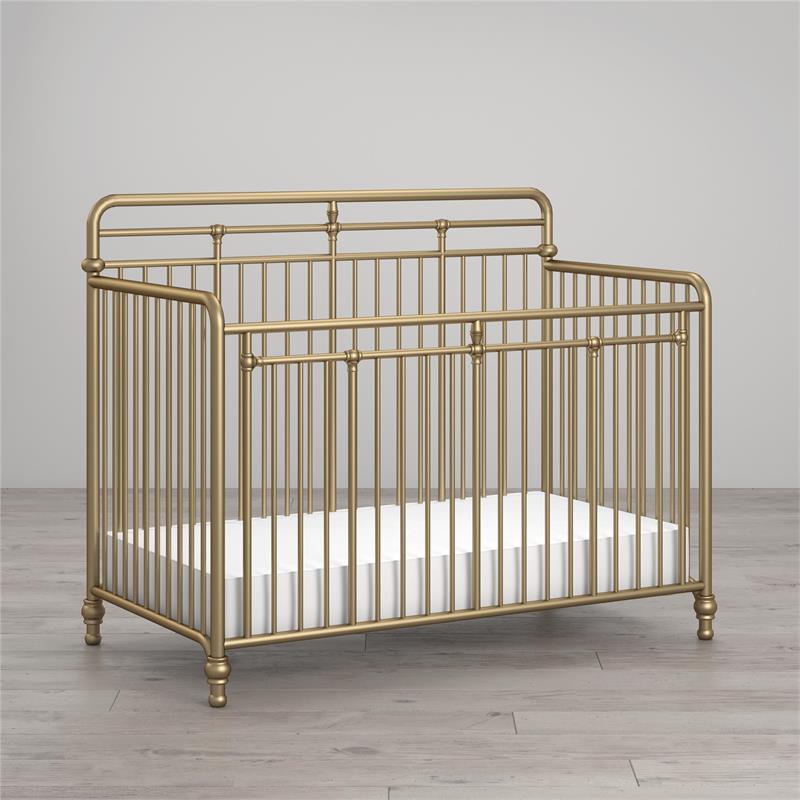Little Seeds Monarch Hill Hawken 3 in 1 Convertible Metal Crib in Gold