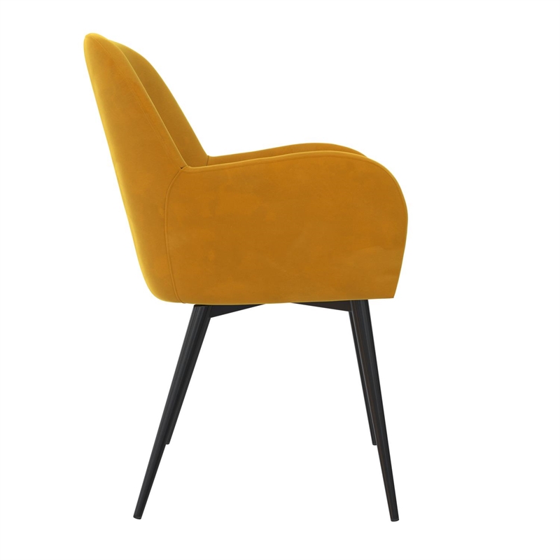 DHP Fitz Modern Living Room Accent Chair in Mustard Yellow Velvet - 2299379